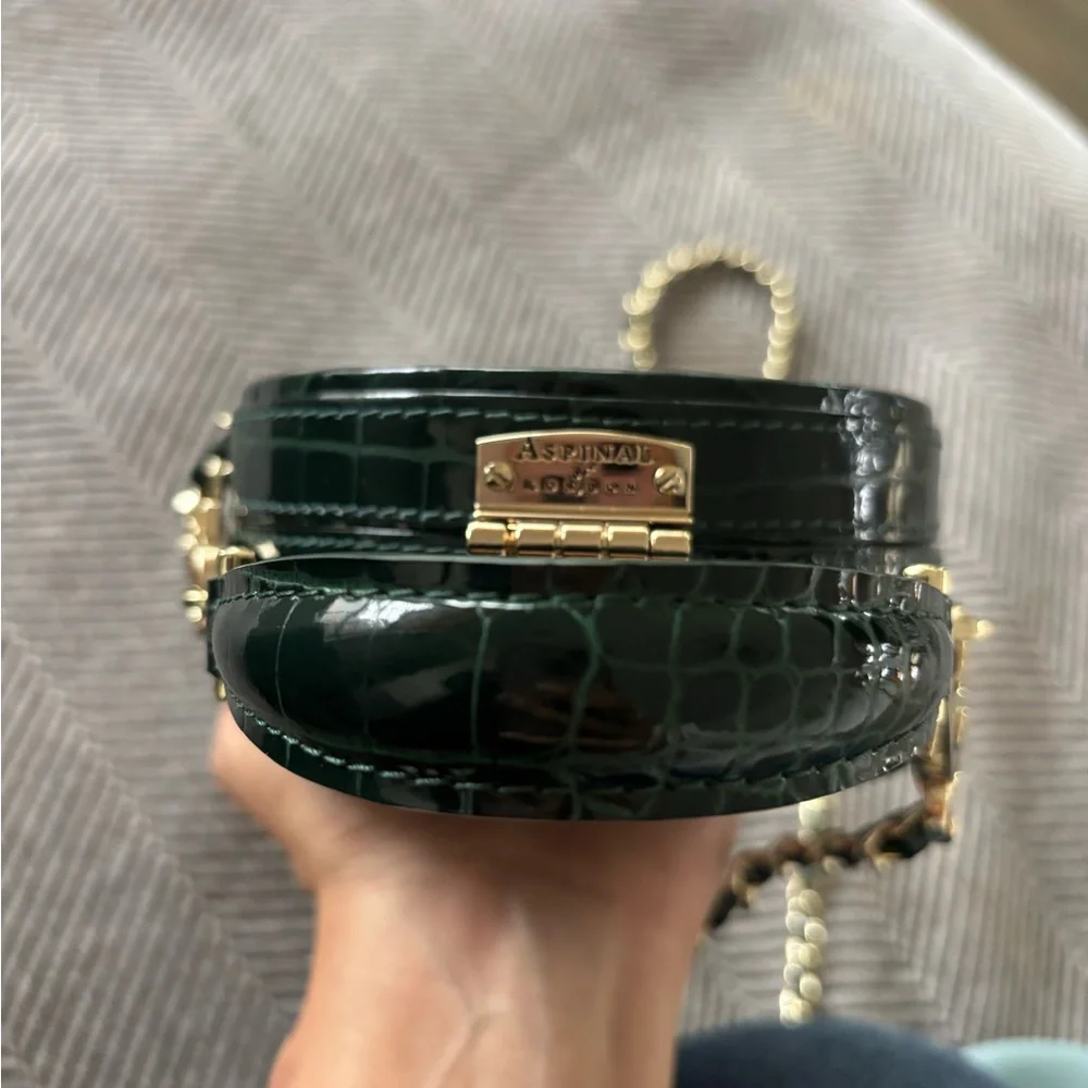 Aspinal of London Hat Box Micro crocodile-embossed patent leathers - Picture 12 of 15